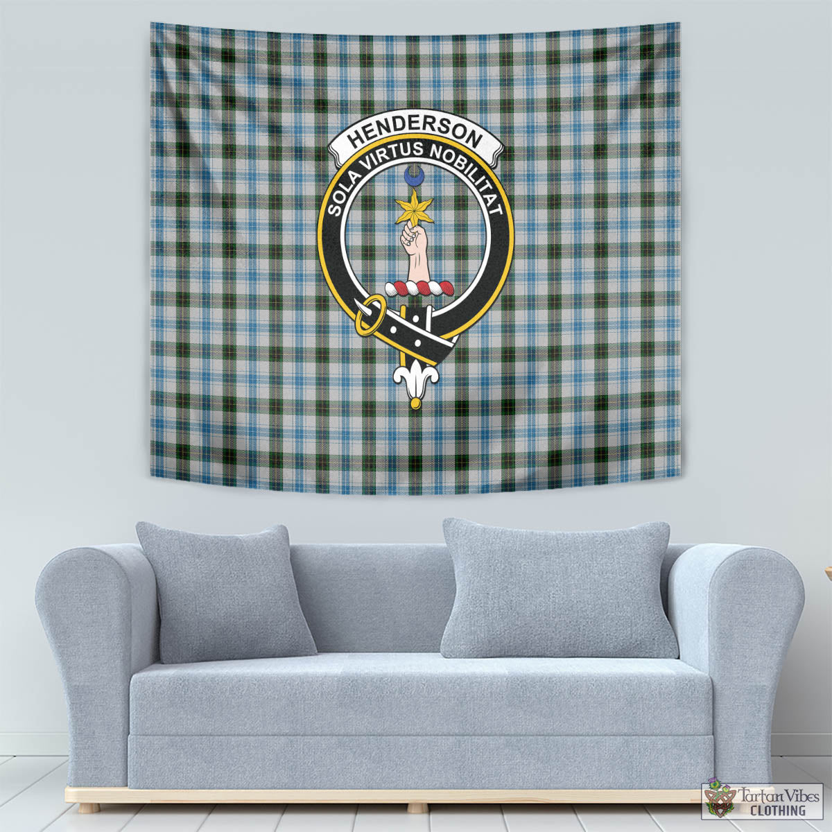 Tartan Vibes Clothing Henderson Dress Tartan Tapestry Wall Hanging and Home Decor for Room with Family Crest