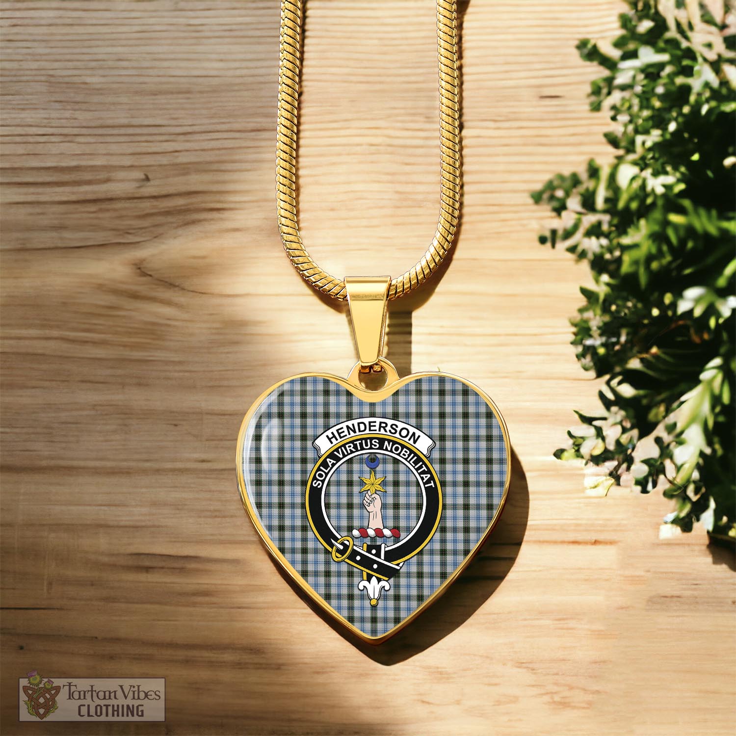 Tartan Vibes Clothing Henderson Dress Tartan Heart Necklace with Family Crest