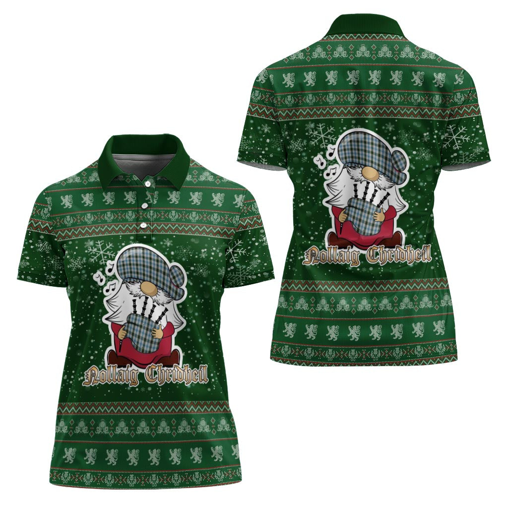 Henderson Dress Clan Christmas Family Polo Shirt with Funny Gnome Playing Bagpipes - Tartanvibesclothing