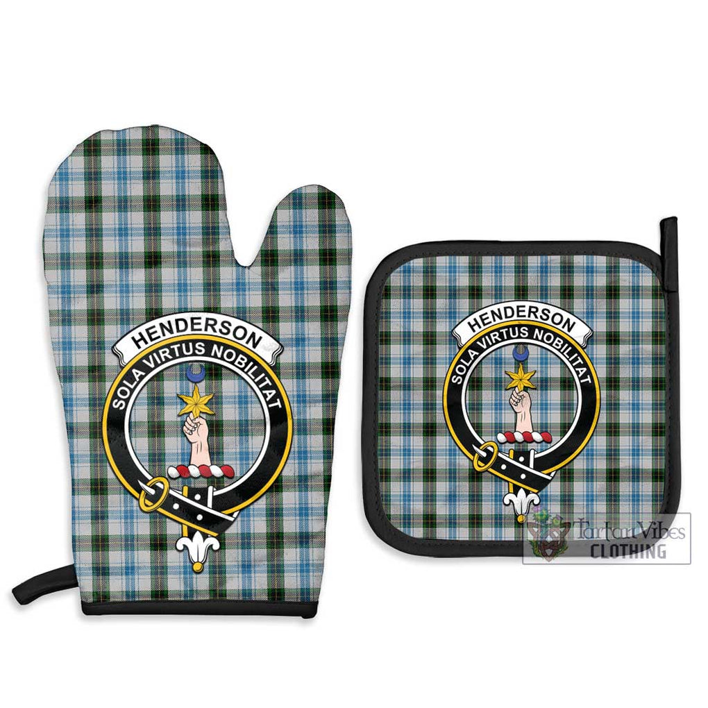 Henderson Dress Tartan Combo Oven Mitt & Pot-Holder with Family Crest Combo 1 Oven Mitt & 2 Pot-Holder Black - Tartan Vibes Clothing