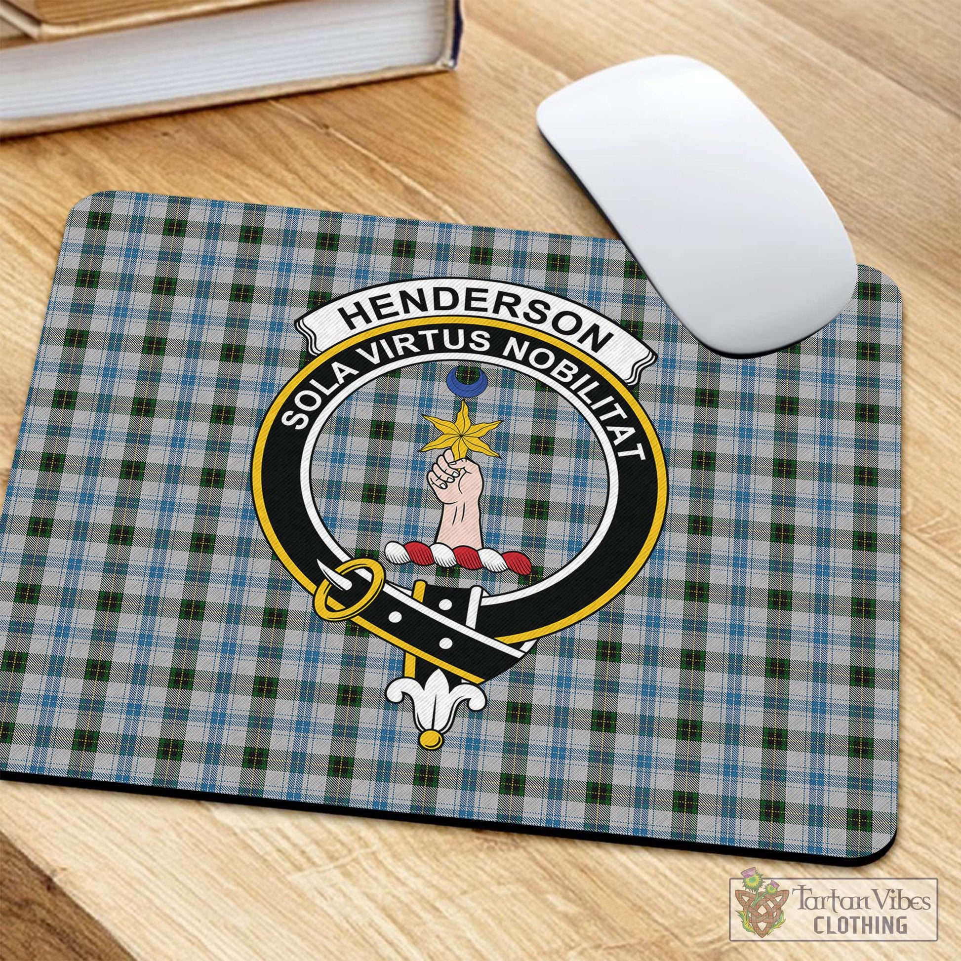 Tartan Vibes Clothing Henderson Dress Tartan Mouse Pad with Family Crest