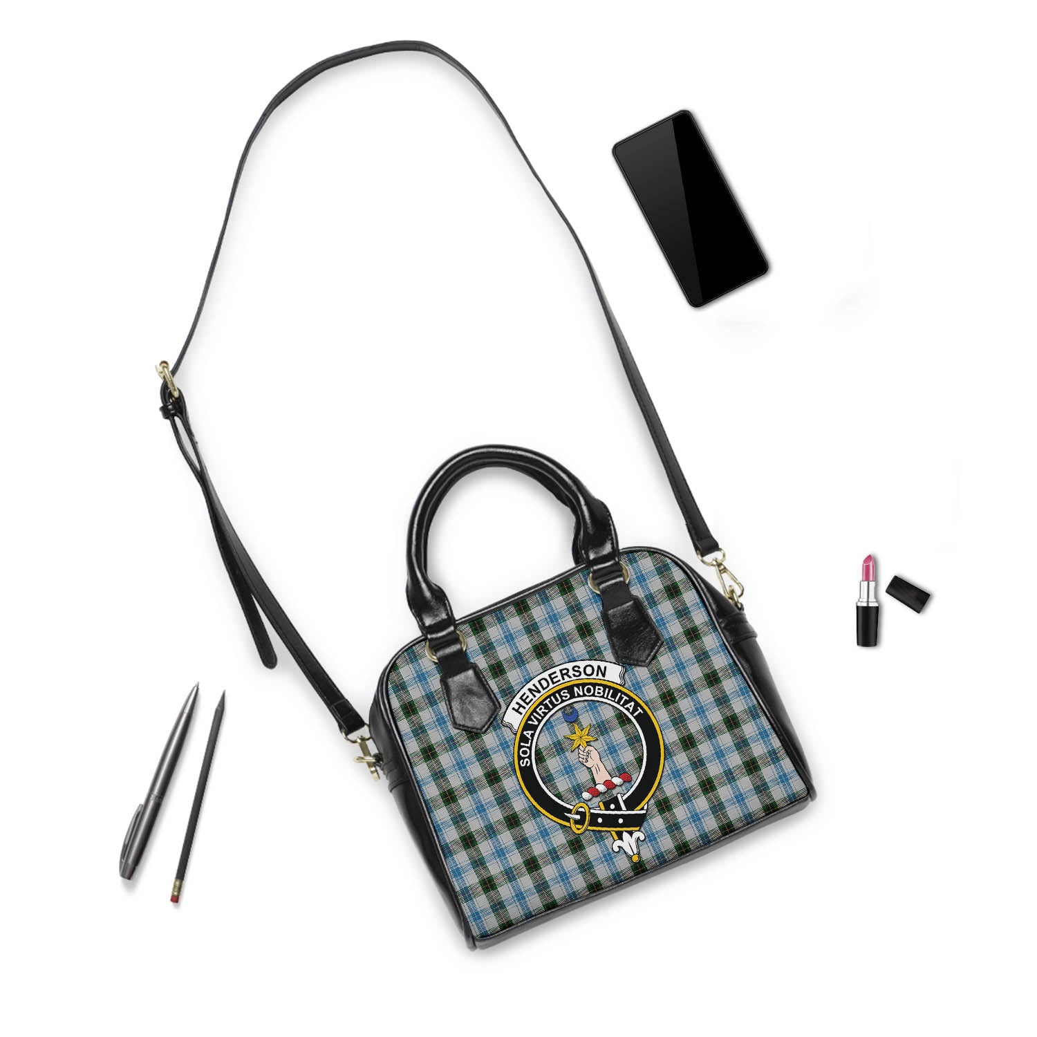 Henderson Dress Tartan Shoulder Handbags with Family Crest - Tartanvibesclothing