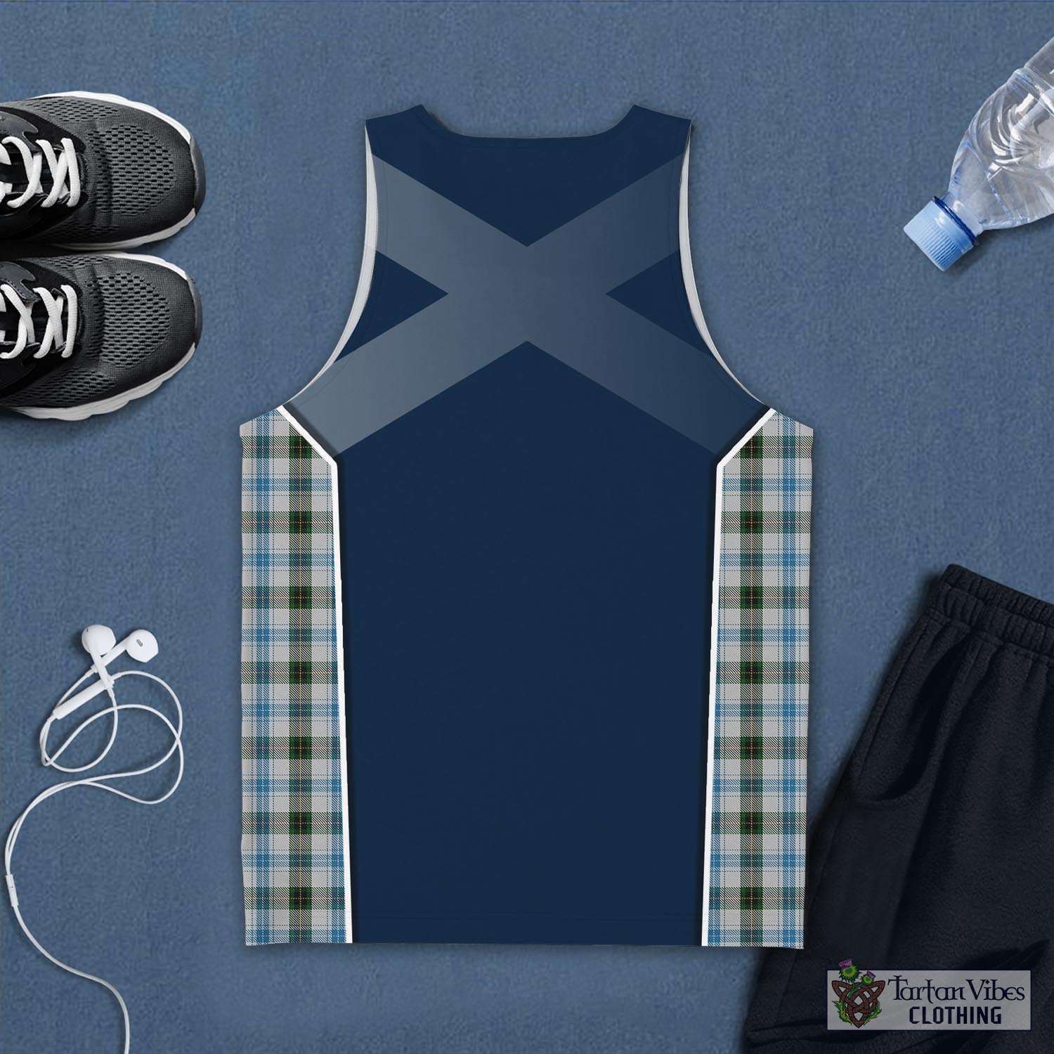 Tartan Vibes Clothing Henderson Dress Tartan Men's Tanks Top with Family Crest and Scottish Thistle Vibes Sport Style