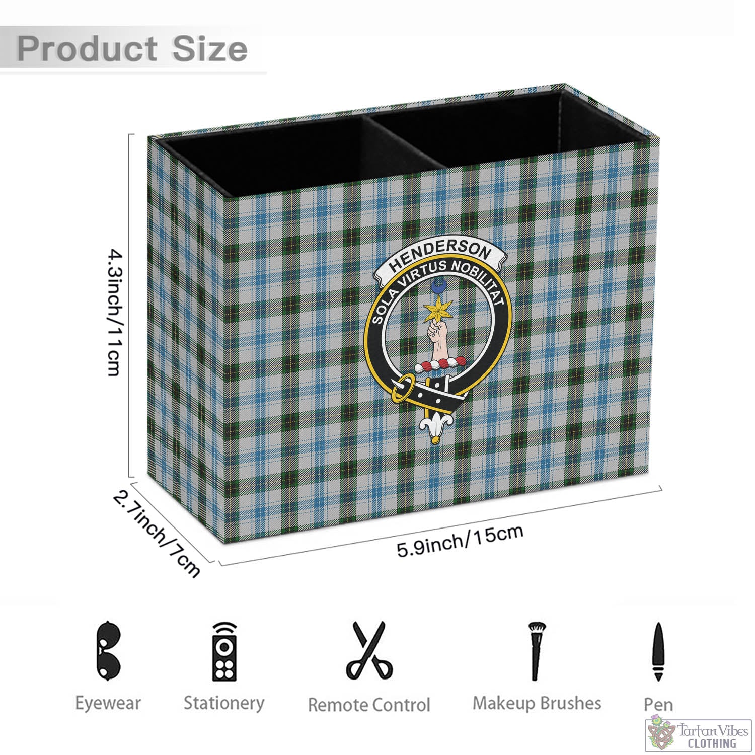 Tartan Vibes Clothing Henderson Dress Tartan Pen Holder with Family Crest