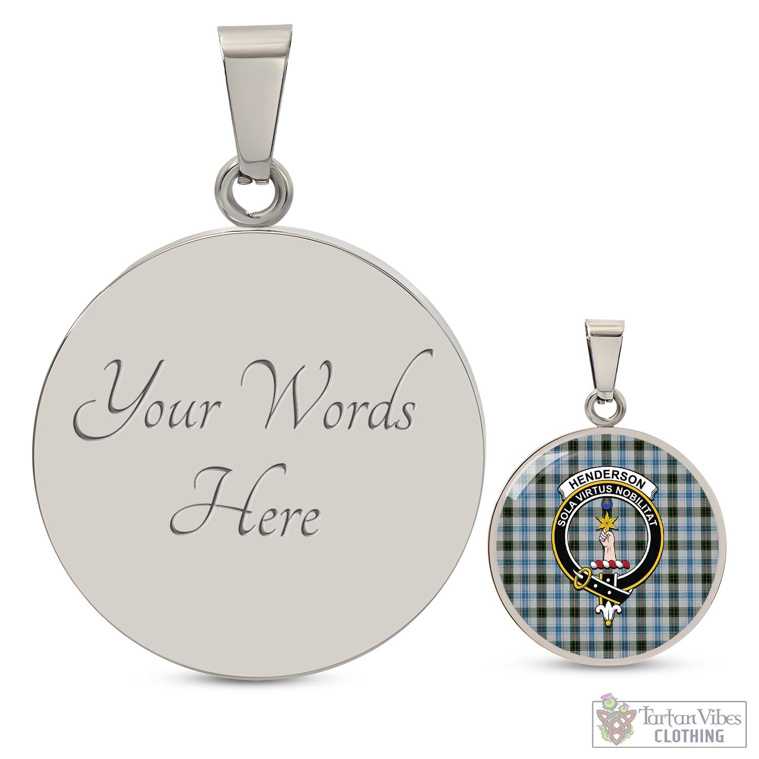 Tartan Vibes Clothing Henderson Dress Tartan Circle Necklace with Family Crest