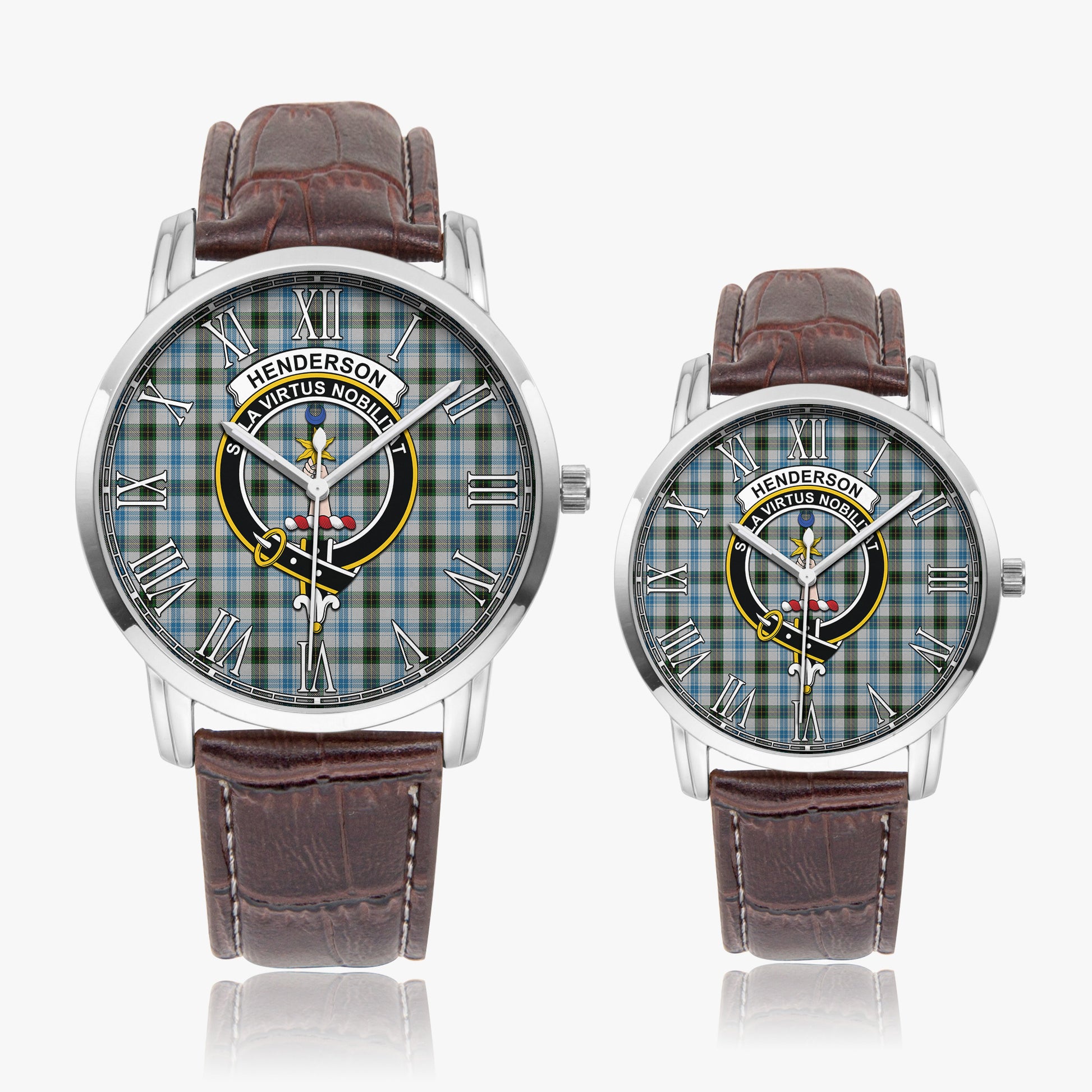 Henderson Dress Tartan Family Crest Leather Strap Quartz Watch - Tartanvibesclothing