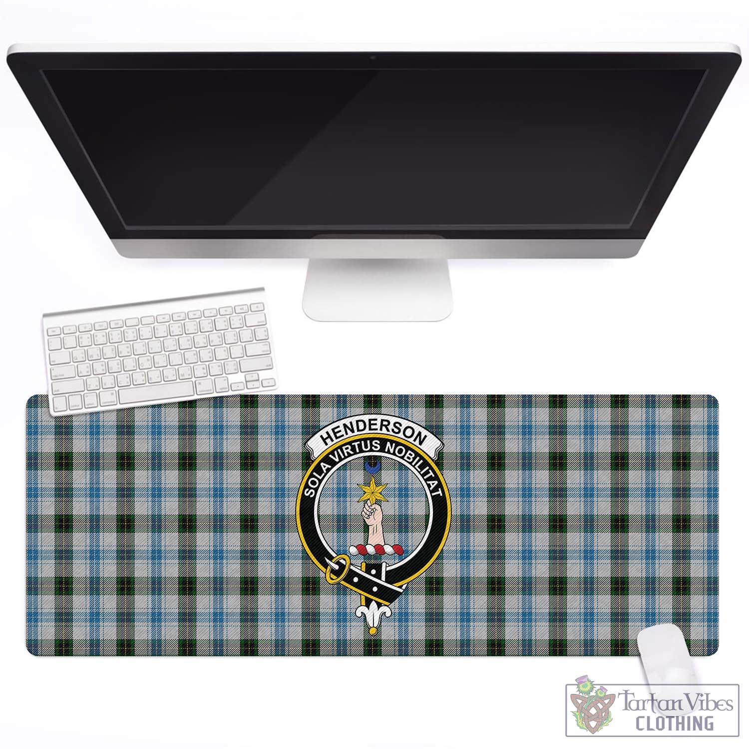 Tartan Vibes Clothing Henderson Dress Tartan Mouse Pad with Family Crest