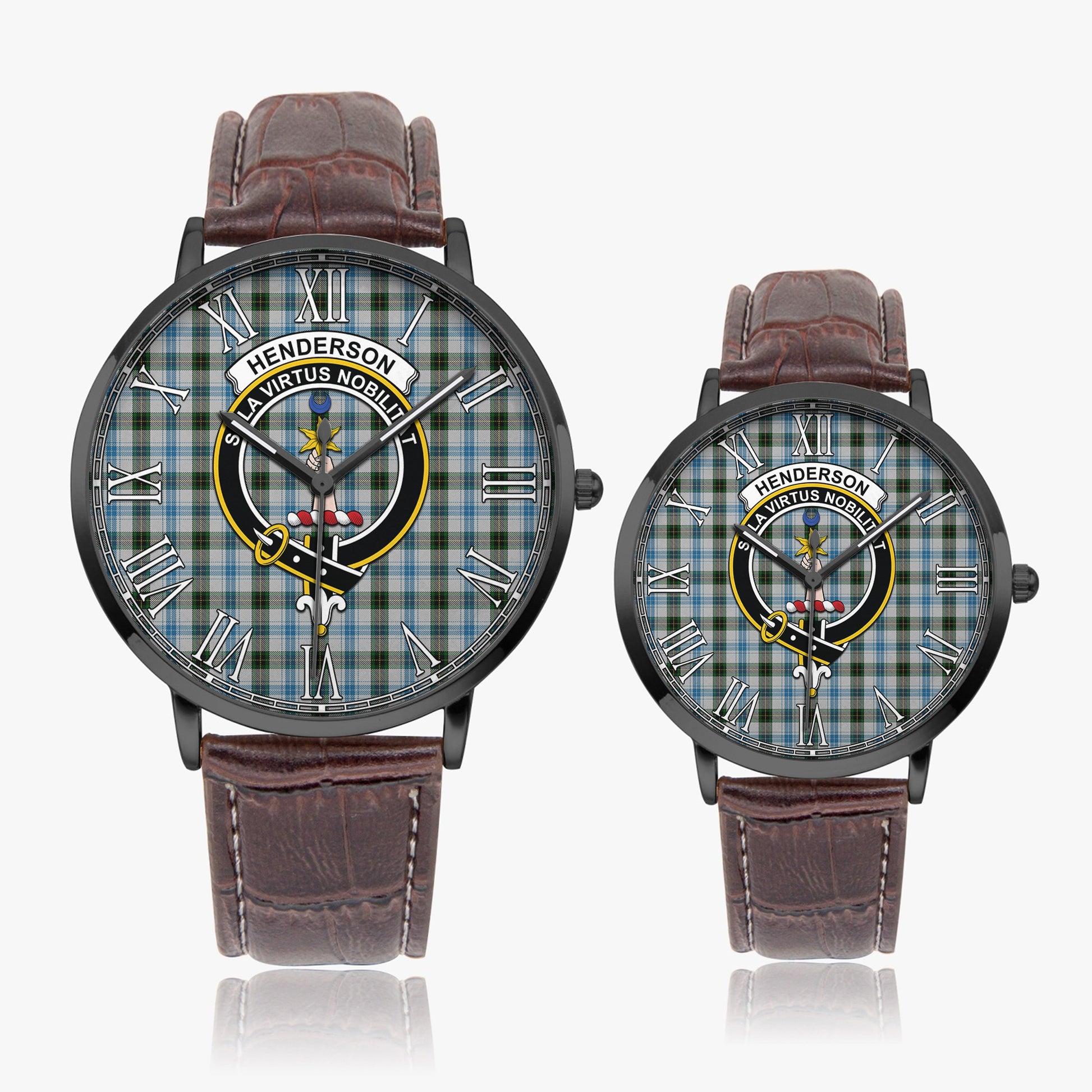 Henderson Dress Tartan Family Crest Leather Strap Quartz Watch - Tartanvibesclothing