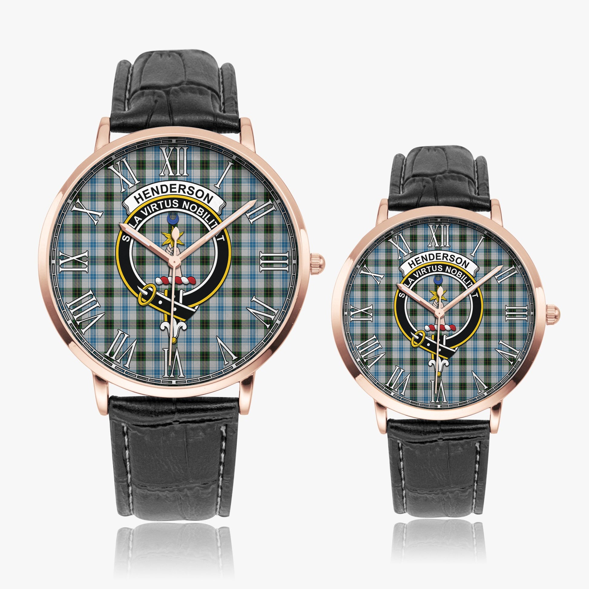 Henderson Dress Tartan Family Crest Leather Strap Quartz Watch - Tartanvibesclothing