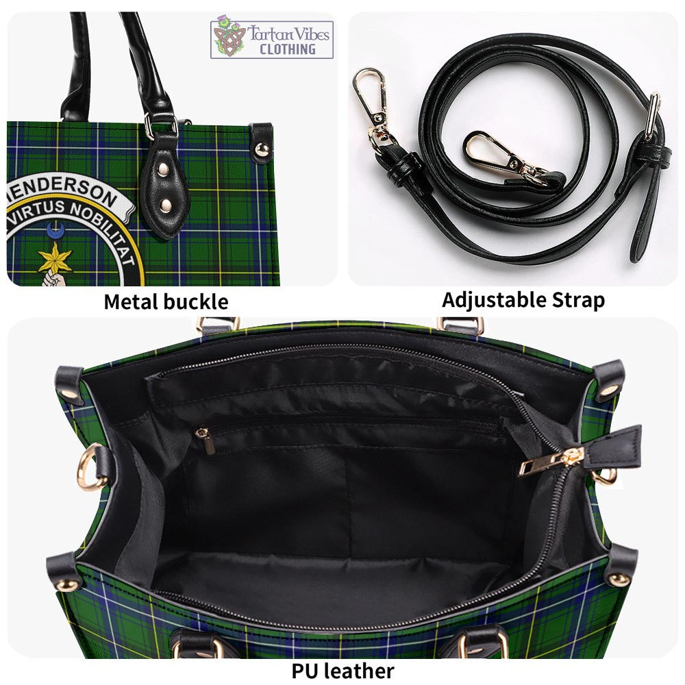 Tartan Vibes Clothing Henderson Modern Tartan Luxury Leather Handbags with Family Crest