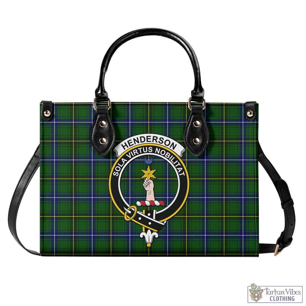 Tartan Vibes Clothing Henderson Modern Tartan Luxury Leather Handbags with Family Crest