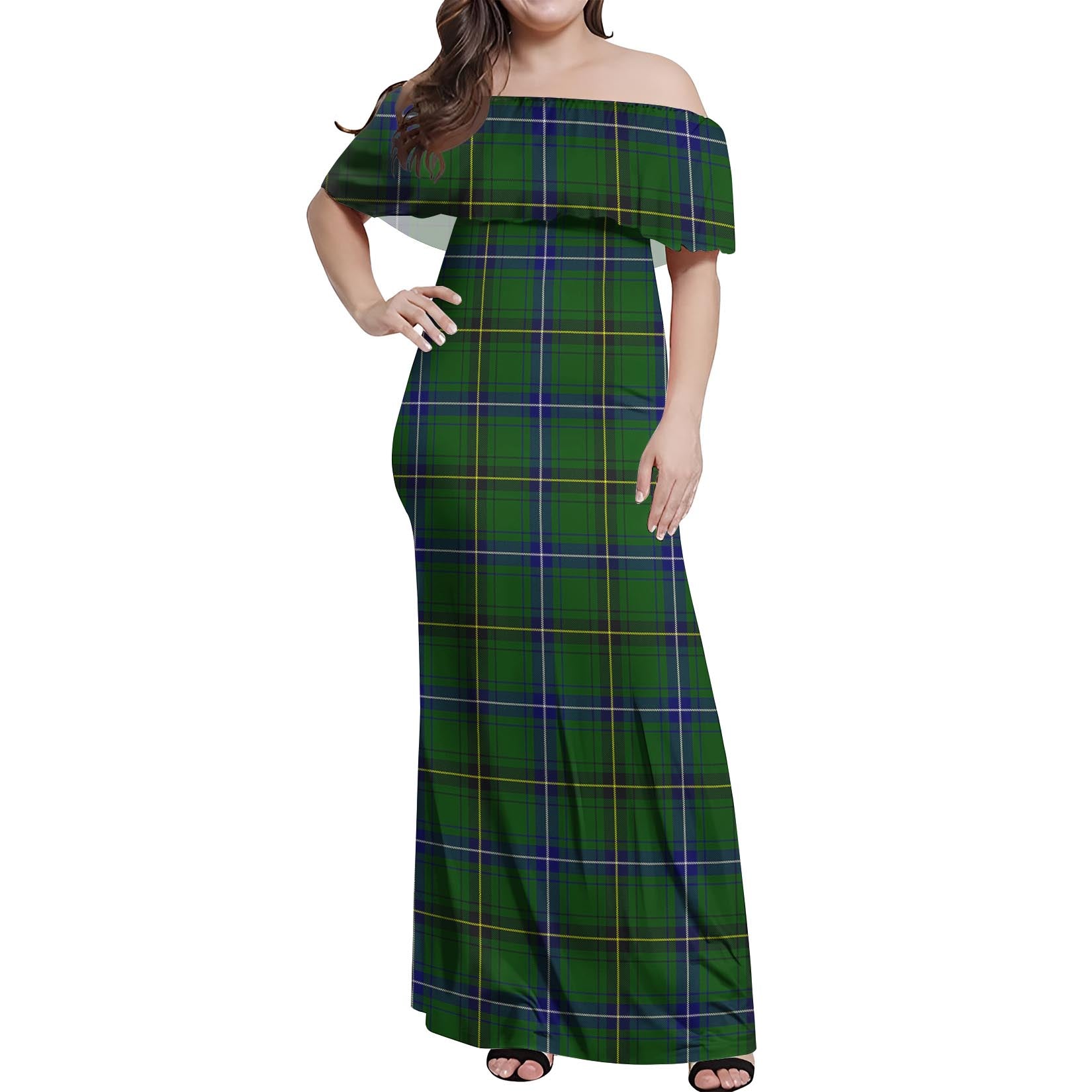 Henderson Modern Tartan Off Shoulder Long Dress Women's Dress - Tartanvibesclothing