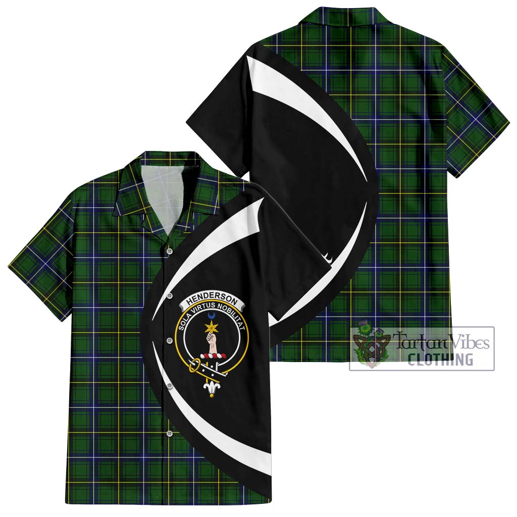 Henderson Tartan Short Sleeve Button Up with Family Crest Circle Style Kid - Tartan Vibes Clothing