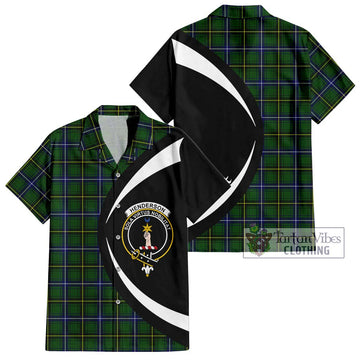 Henderson Tartan Short Sleeve Button Up with Family Crest Circle Style