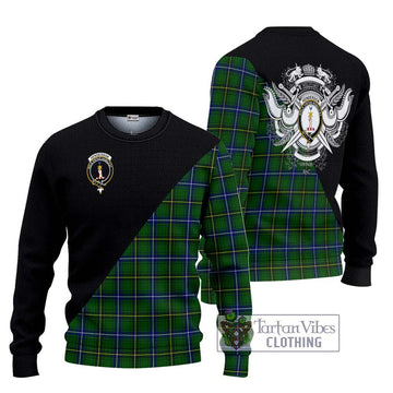 Henderson Tartan Ugly Sweater with Family Crest and Military Logo Style