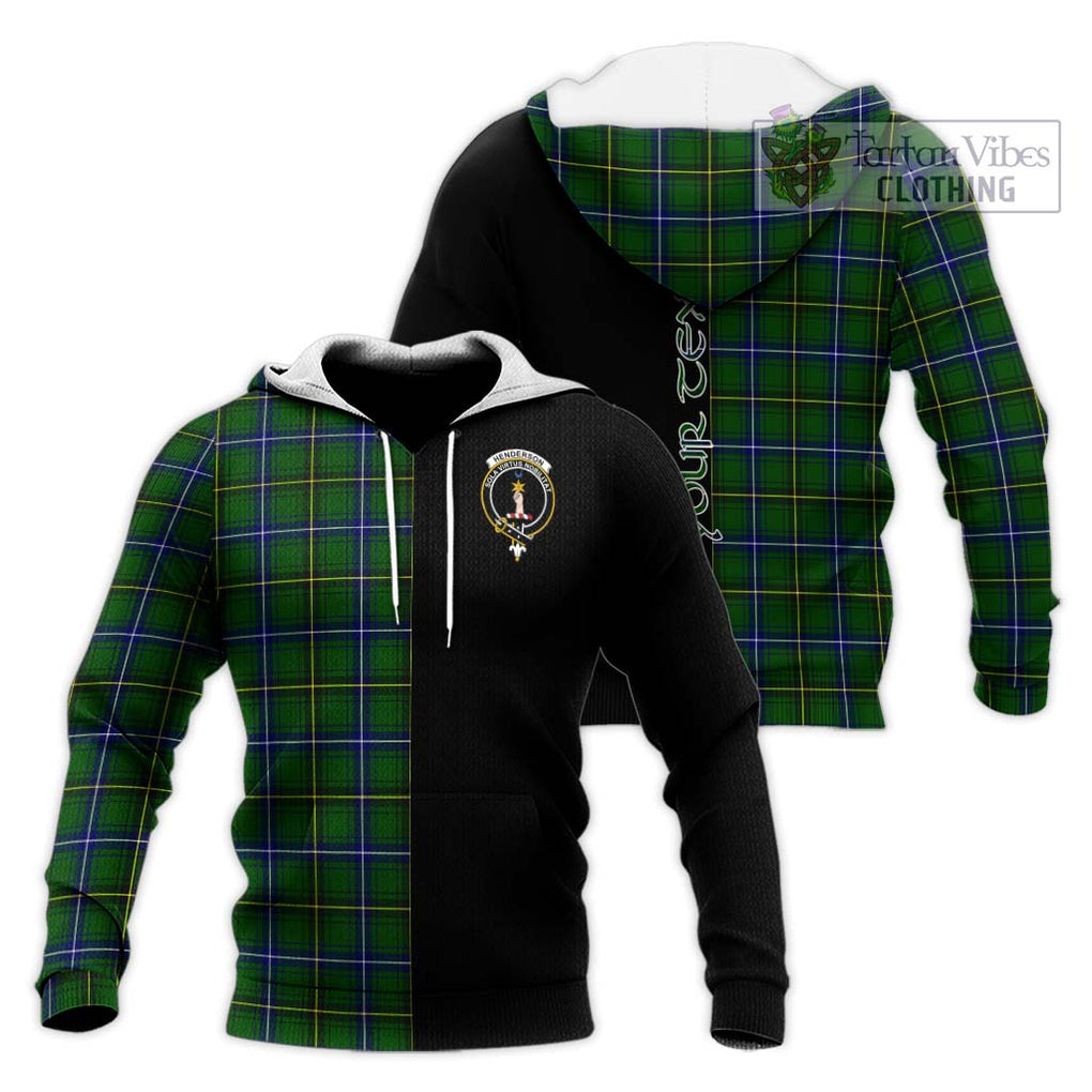 Henderson Tartan Knitted Hoodie with Family Crest and Half Of Me Style Unisex Knitted Pullover Hoodie - Tartanvibesclothing Shop