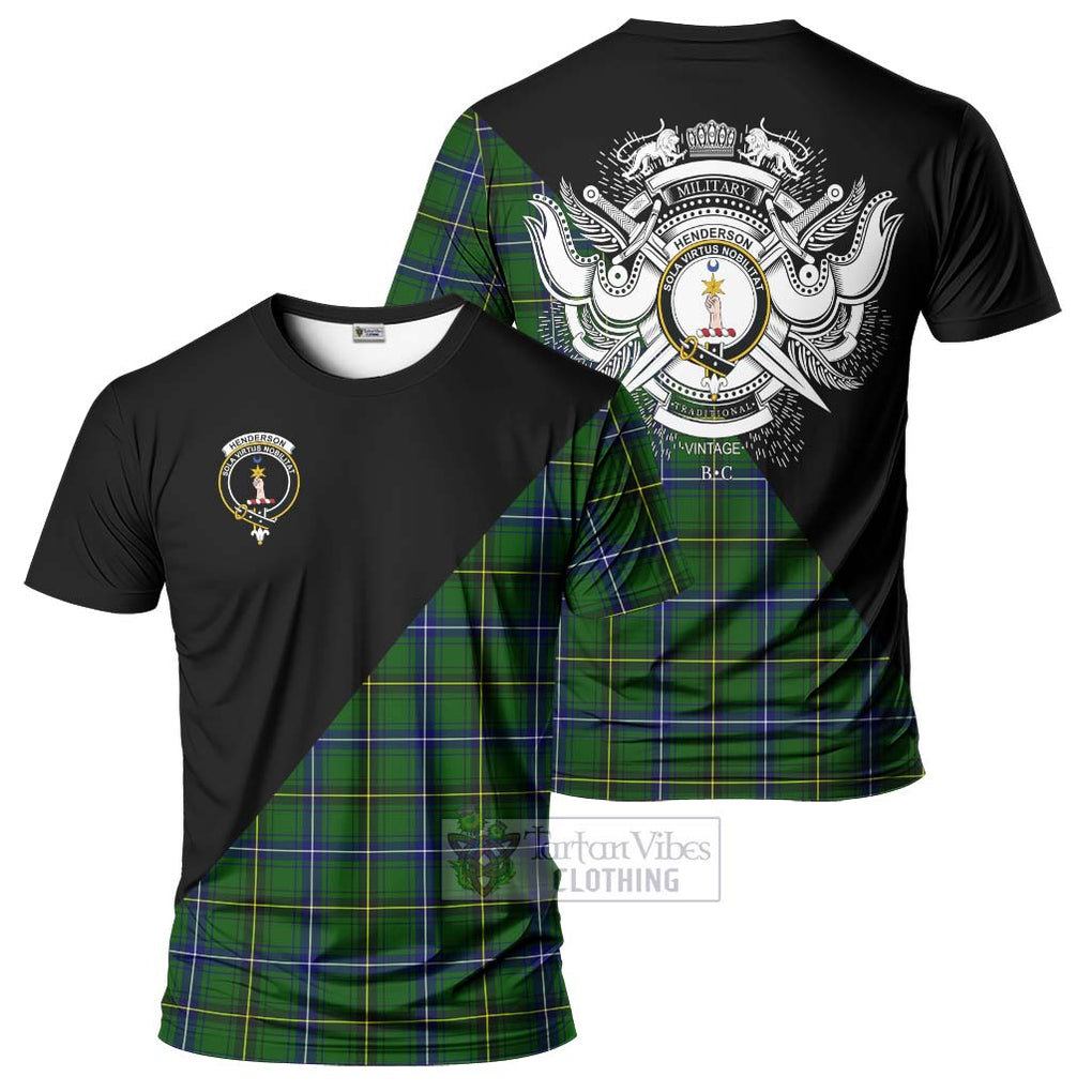 Henderson Tartan T-Shirt with Family Crest and Military Logo Style Kid's Shirt - Tartanvibesclothing Shop