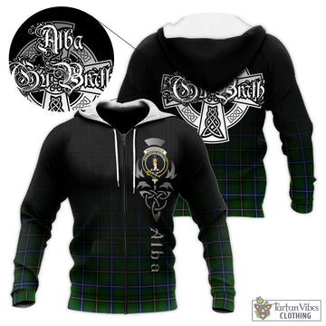 Henderson Tartan Knitted Hoodie Featuring Alba Gu Brath Family Crest Celtic Inspired