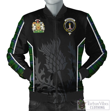 Henderson Tartan Bomber Jacket with Family Crest and Scottish Thistle Vibes Sport Style