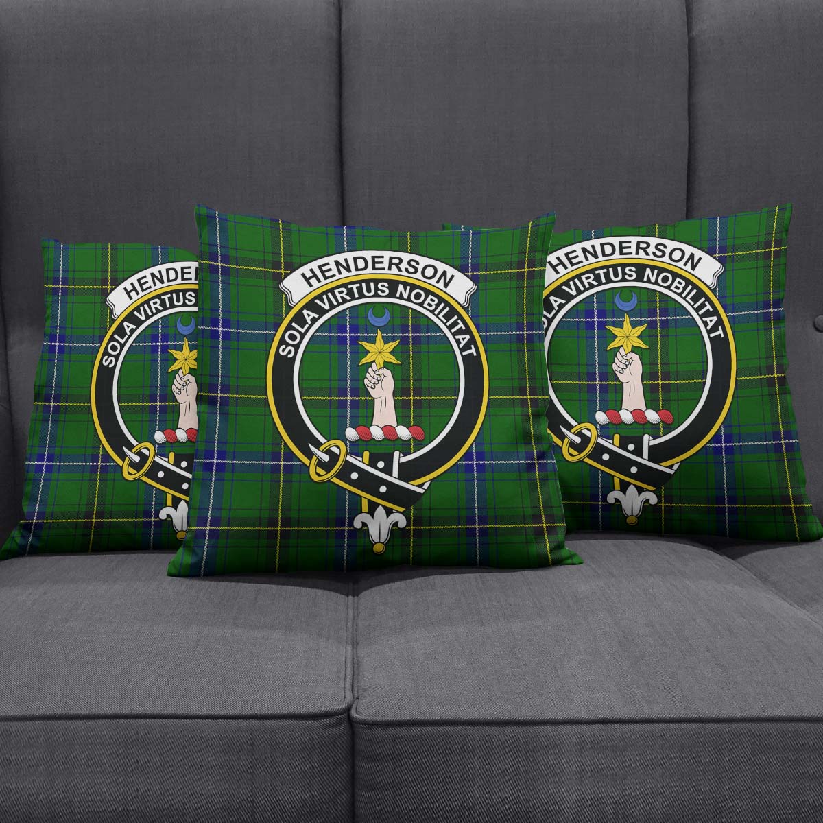 Henderson Modern Tartan Pillow Cover with Family Crest Square Pillow Cover - Tartanvibesclothing