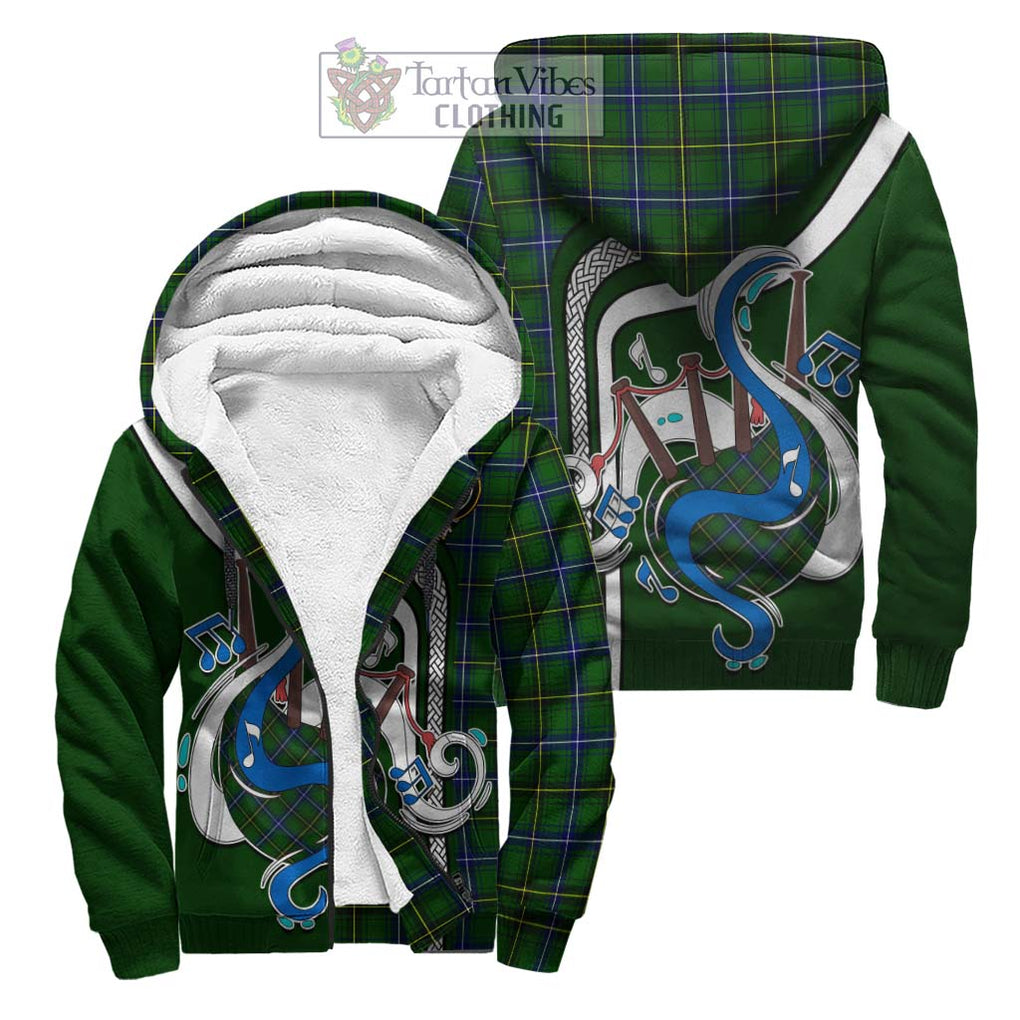 Henderson Tartan Sherpa Hoodie with Epic Bagpipe Style Unisex S - Tartanvibesclothing Shop