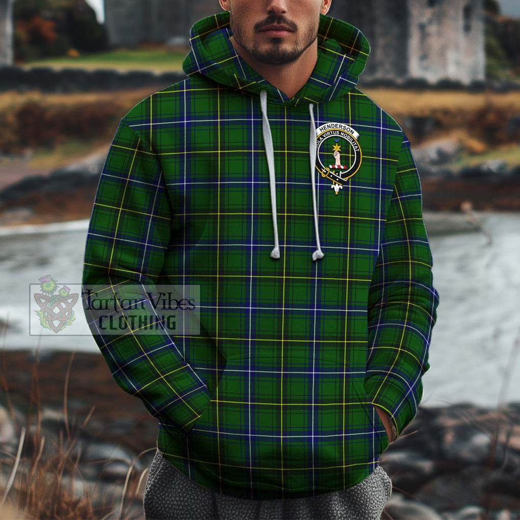 Henderson Tartan Cotton Hoodie with Family Crest Pullover Hoodie XS - Tartan Vibes Clothing