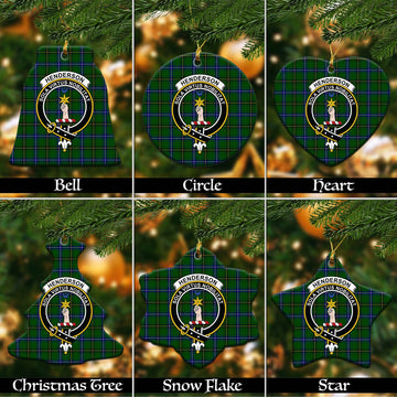 Henderson Tartan Christmas Ceramic Ornaments with Family Crest