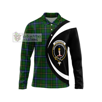 Henderson Tartan Long Sleeve Polo Shirt with Family Crest Circle Style