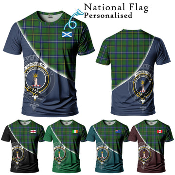 Henderson Tartan T-Shirt with Personalised National Flag and Family Crest Half Style