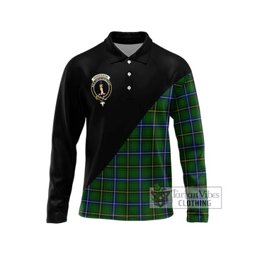 Henderson Tartan Long Sleeve Polo Shirt with Family Crest and Military Logo Style