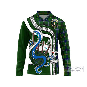 Henderson Tartan Long Sleeve Polo Shirt with Epic Bagpipe Style