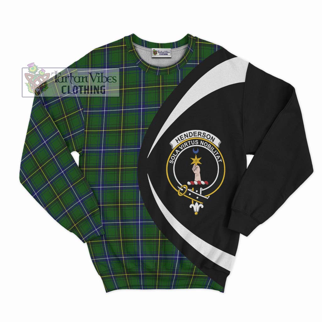 Henderson Tartan Sweatshirt with Family Crest Circle Style Unisex - Tartan Vibes Clothing