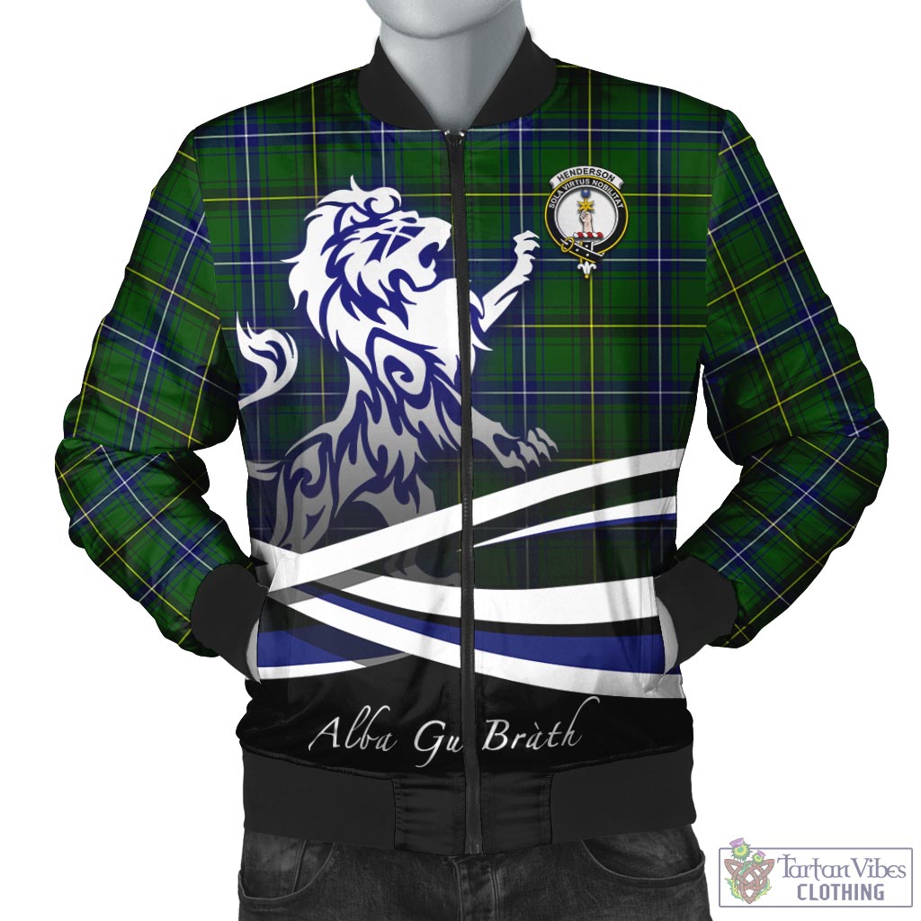 Tartan Vibes Clothing Henderson Modern Tartan Bomber Jacket with Alba Gu Brath Regal Lion Emblem