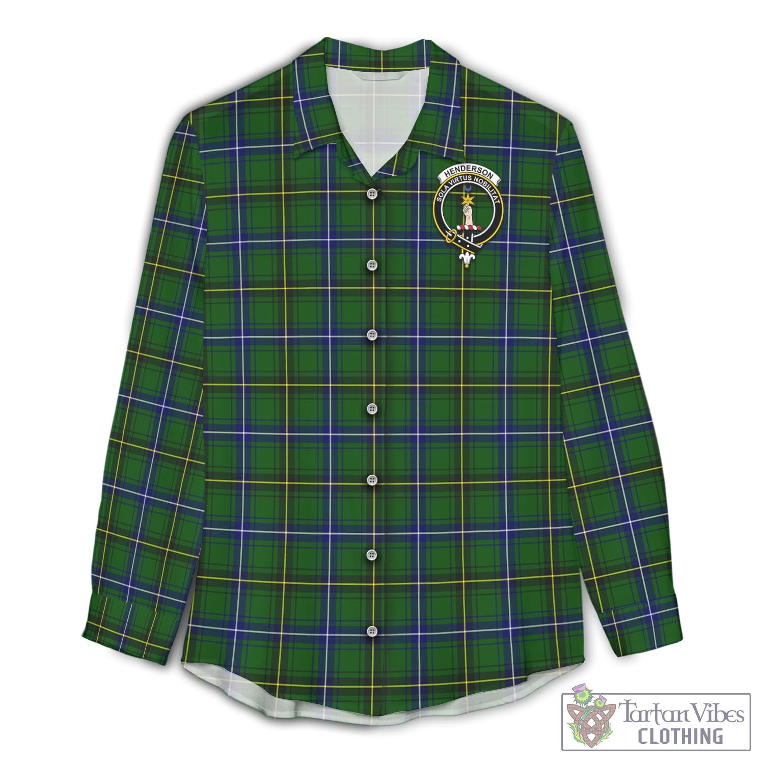 Tartan Vibes Clothing Henderson Modern Tartan Womens Casual Shirt with Family Crest