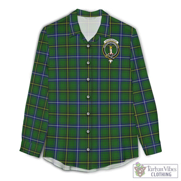 Henderson Tartan Women's Casual Shirt with Family Crest