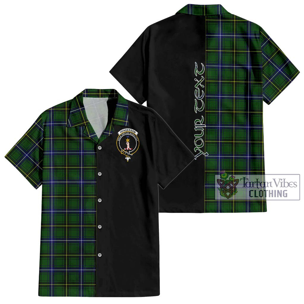 Henderson Tartan Short Sleeve Button Shirt with Family Crest and Half Of Me Style Kid - Tartanvibesclothing Shop