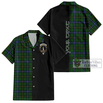 Henderson Tartan Short Sleeve Button Shirt with Family Crest and Half Of Me Style