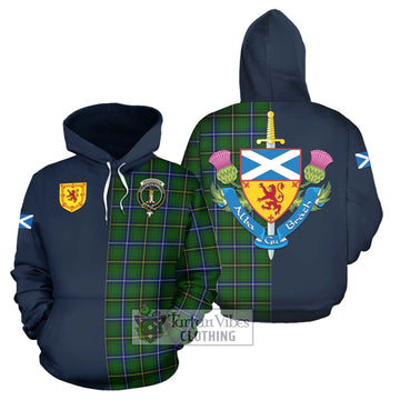 Henderson Tartan Hoodie Alba with Scottish Lion Royal Arm Half Style