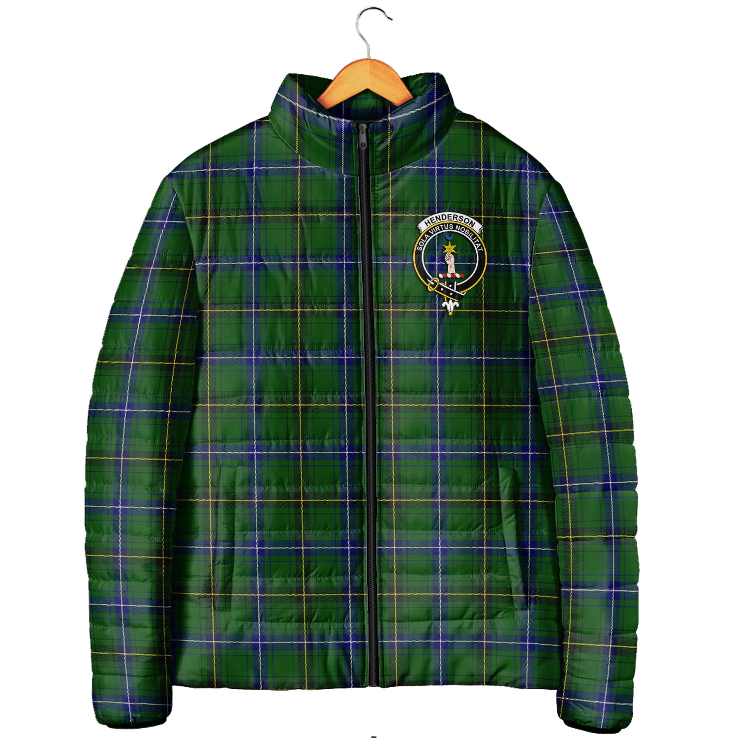 Henderson Tartan Padded Jacket with Family Crest Men's Padded Jacket - Tartan Vibes Clothing