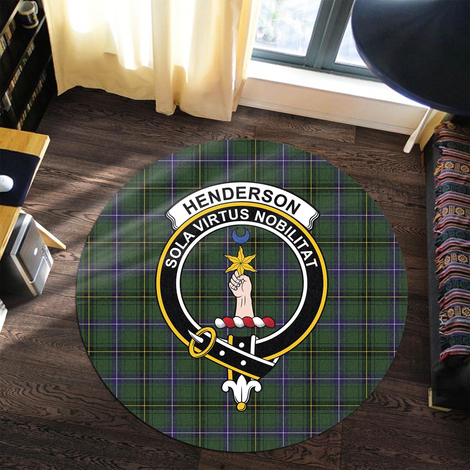 henderson-modern-tartan-round-rug-with-family-crest