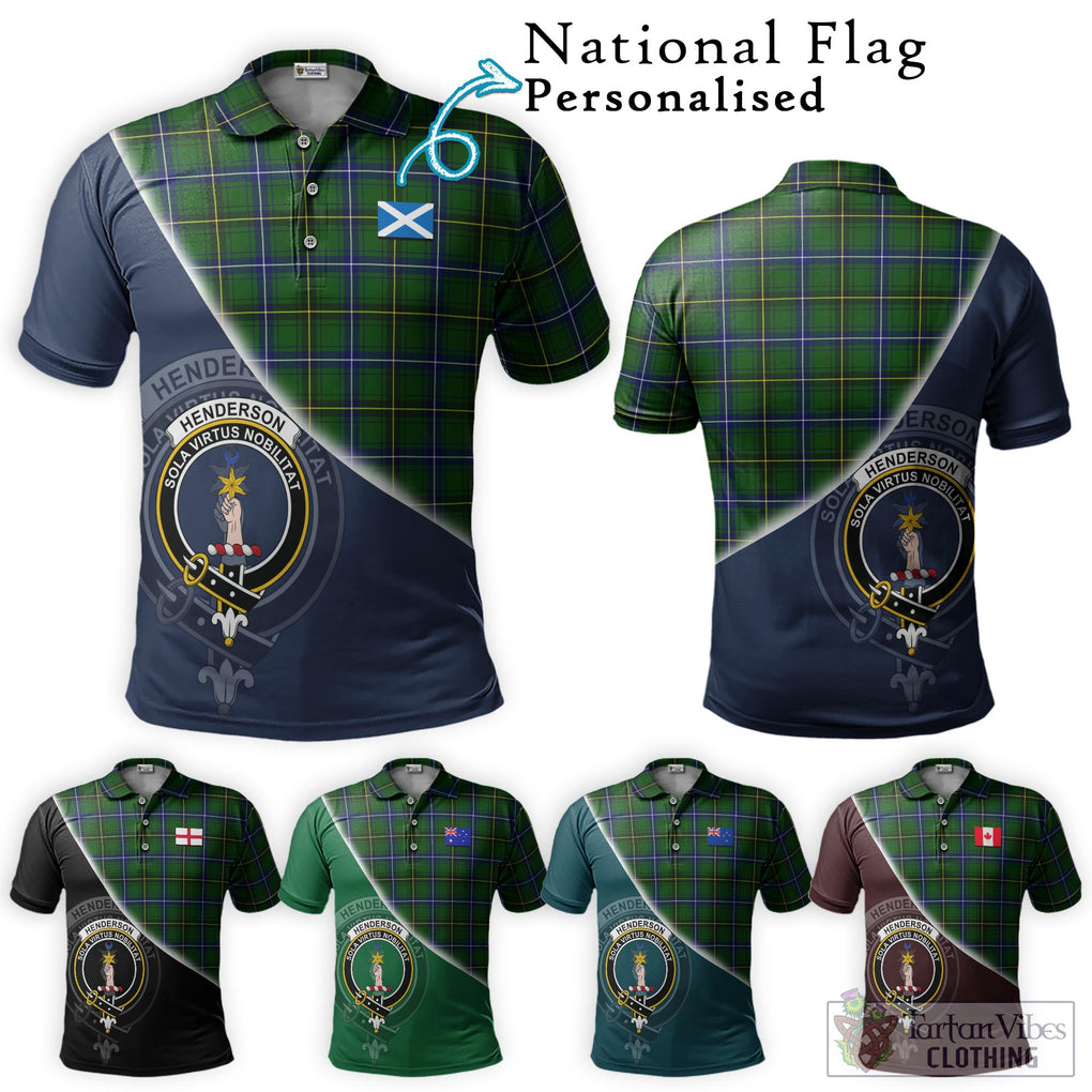 Henderson Tartan Polo Shirt with Personalised National Flag and Family Crest Half Style Maroon - Tartanvibesclothing Shop