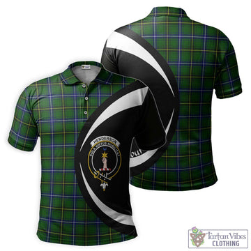 Henderson Tartan Men's Polo Shirt with Family Crest Circle Style