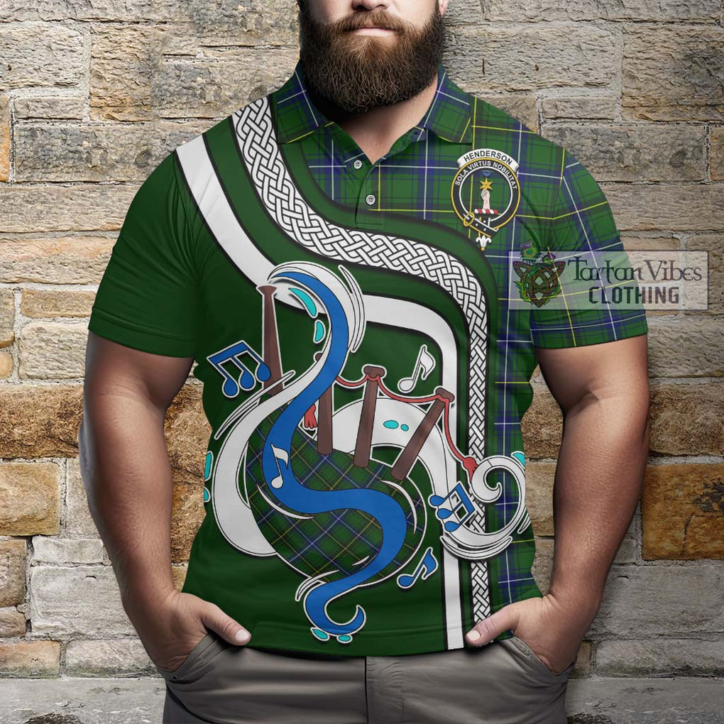 Tartan Vibes Clothing Henderson Modern Tartan Polo Shirt with Epic Bagpipe Style