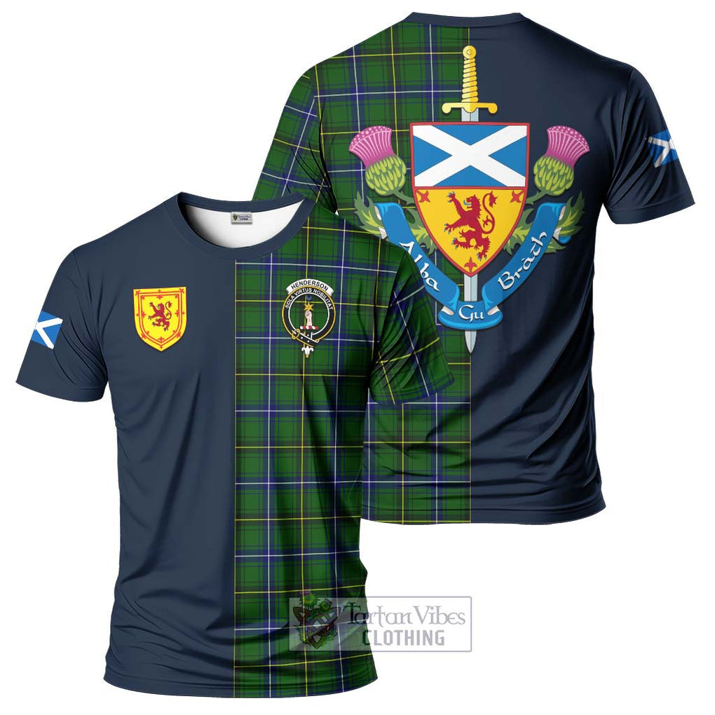 Tartan Vibes Clothing Henderson Modern Tartan T-Shirt Alba with Scottish Lion Royal Arm Half Style