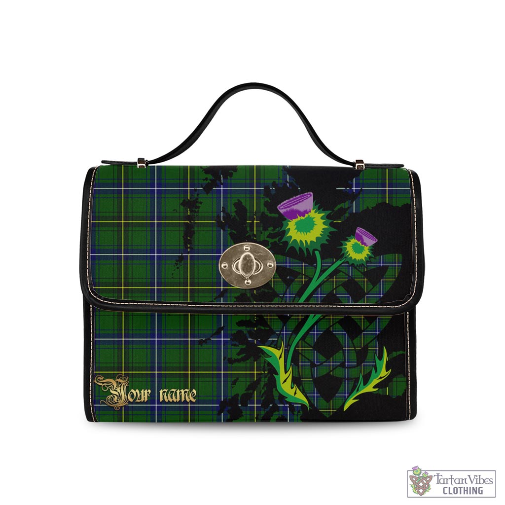 Tartan Vibes Clothing Henderson Modern Tartan Waterproof Canvas Bag with Scotland Map and Thistle Celtic Accents