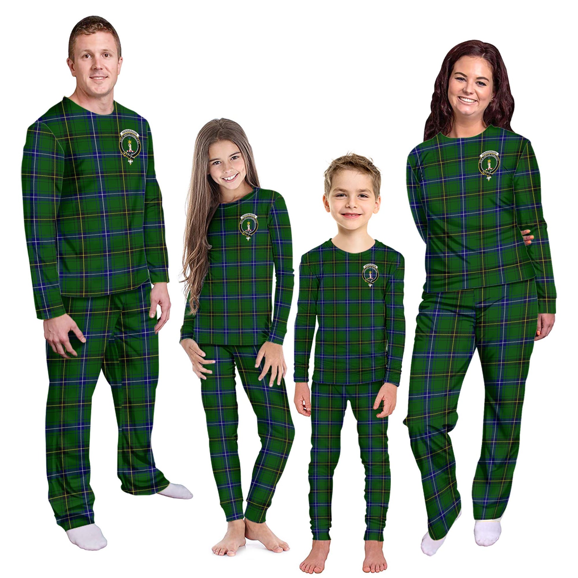 Henderson Tartan Pajamas Family Set with Family Crest Kid - Tartan Vibes Clothing