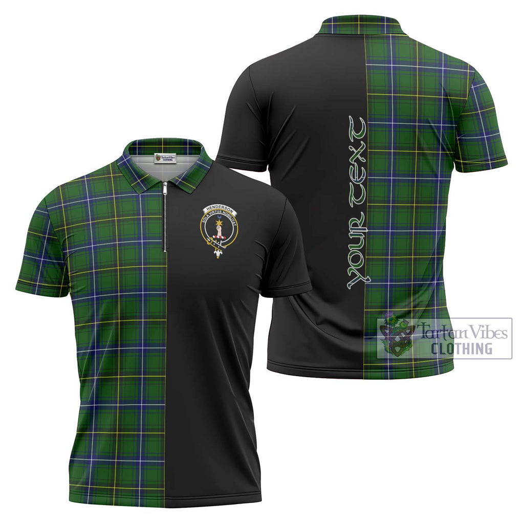 Henderson Tartan Zipper Polo Shirt with Family Crest and Half Of Me Style Unisex - Tartanvibesclothing Shop