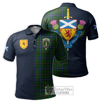 Henderson Tartan Polo Shirt Alba with Scottish Lion Royal Arm Half Style