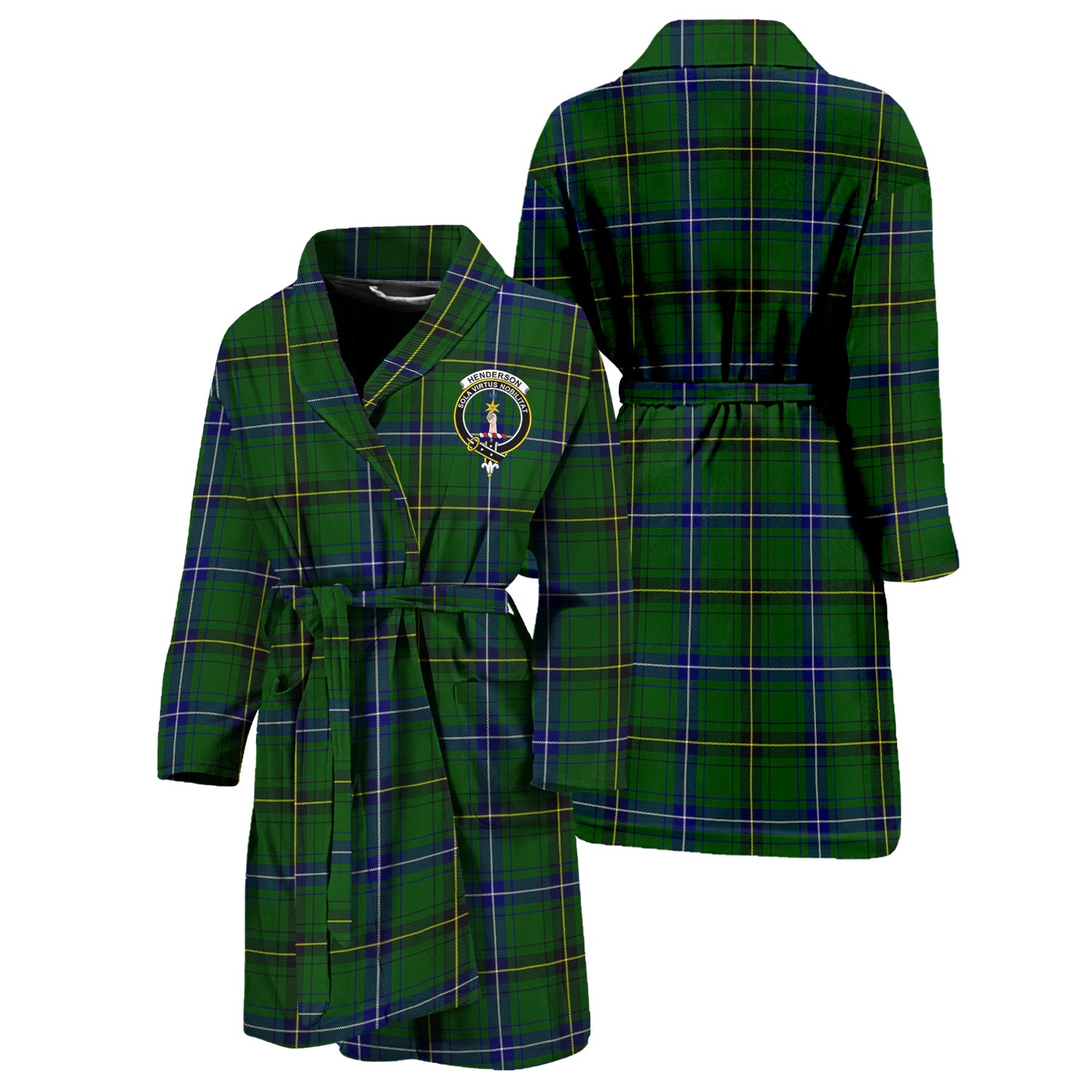 Henderson Tartan Bathrobe with Family Crest Unisex S - Tartan Vibes Clothing