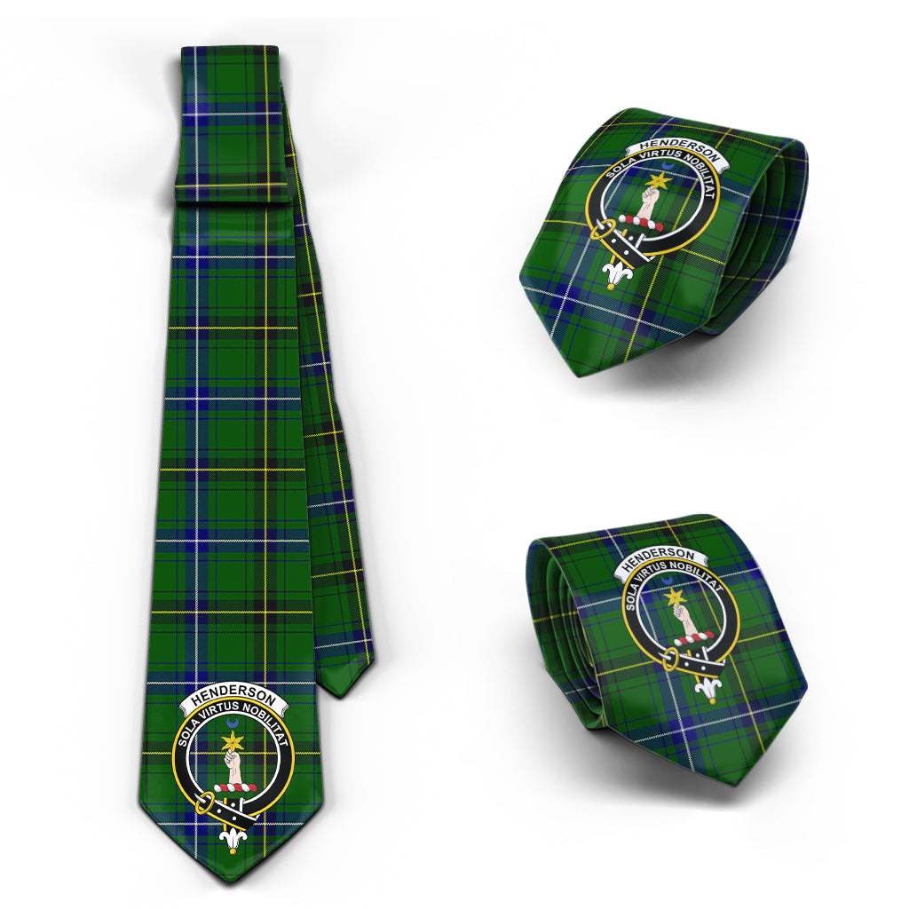 Henderson Tartan Classic Necktie with Family Crest Necktie One Size - Tartan Vibes Clothing